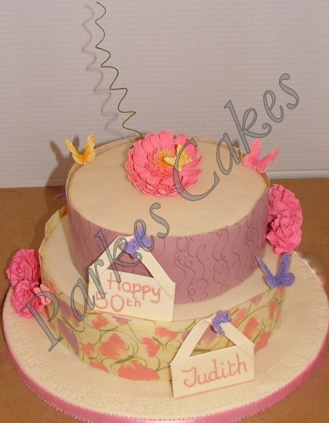 butterflies and gerberras birthday cake